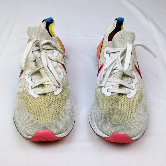 Nike Epic React Flyknit 2 White/Pink Blast CI7583-100 Lace Up Sneakers Men 10.5 main image 3
